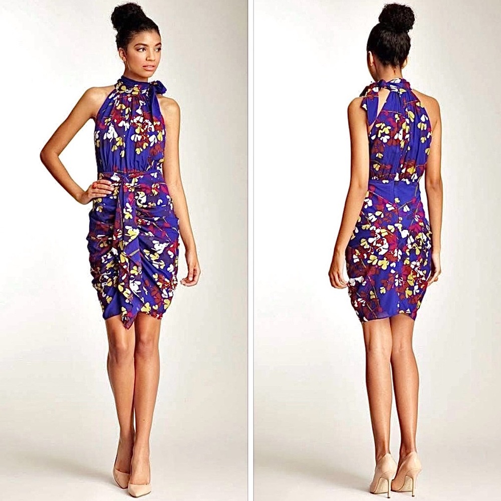 Trina Turk blue silk floral dress